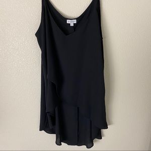 Black Sheer High Low Ruffled Guess Blouse